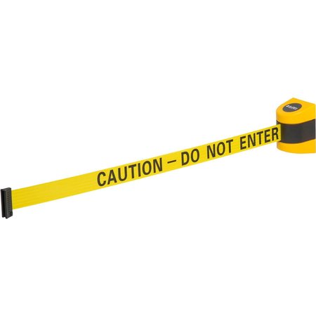 GLOBAL INDUSTRIAL Wall Mount Retractable Belt Barrier, Yellow Case W/15' Yellow Caution Belt 708411YB